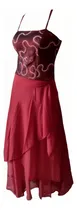 Comprar Vestido Bordo En Capas Cruzado Detrás Xl Madrina Fiesta Gala