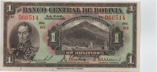 Banco Central De Bolivia 1 Bolivano 