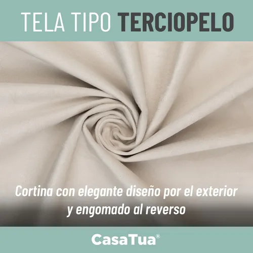 Cortina 100% Blackout Terciopelo Engomada 135x220 Casatua X2