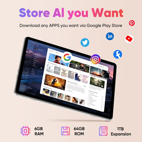 Tablet Aiprotablet 14 Android 10.1 Pulgadas, 6 Gb De Ram, 64