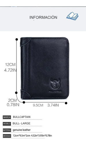 Imagen 2 de 8 de Cartera De Piel Genuina Hombre Original Larga Billetera Rfdi