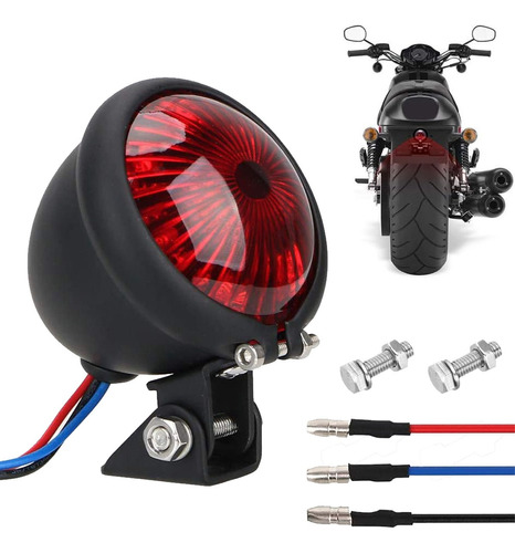 Stop Luz Trasera De Freno Porta Placa Led Moto Cafe Racer