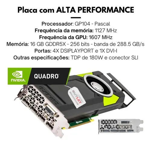 Placa De Video Quadro Gamer Profissional Quadro P5000 16 Gb Placa De Video Quadro Gamer Profissional Quadro P5000 16 Gb