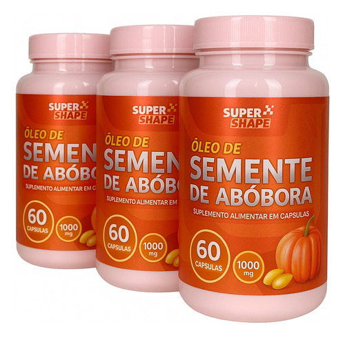 Óleo De Semente De Abóbora Puro Super Shape 1000mg 60 Cápsulas Original Prensado A Frio