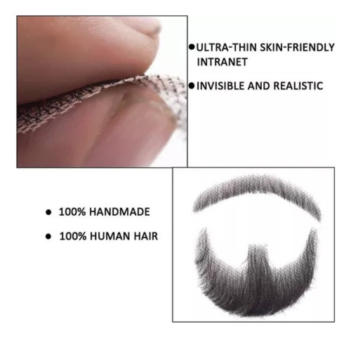 D Barba Falsa Realista, 100% Cabello Humano, Para Fiestas Y