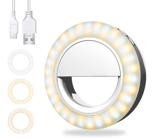 Selfie Ring Light Recargable 600mah Clip En 60 Led Circ...