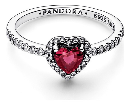 Anillo Pandora Corazón Elevado Rojo Original + Set De Regalo Blanco 54