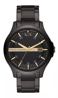 Reloj Armani Hombre Hampton Acero Negro Dorado 50mts Ax2413