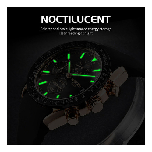 Reloj De Cuarzo Con Calendario Luminoso De Lujo Nibosi