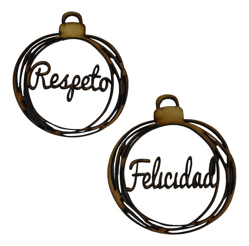 Set De Esferas 12 Deseos Madera Mdf (12 Pzas) Navidad 13cm