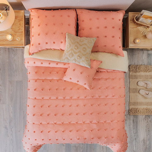 Edredón Cobertor King Xl Borreguita Austral Roseta Rosa