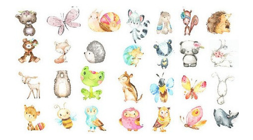 Kit Cliparts Imágenes Animales Del Bosque Woodland Acuarela