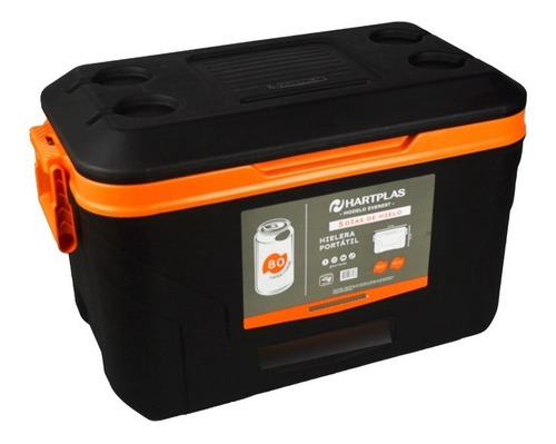 Hielera Hartplas Everest Capacidad 52qt, 50 Lit Rectangular Color negro-naranja