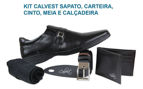 Sapato Calvest 5040d605 Kit Carteira/cinto/meia/calçadeira