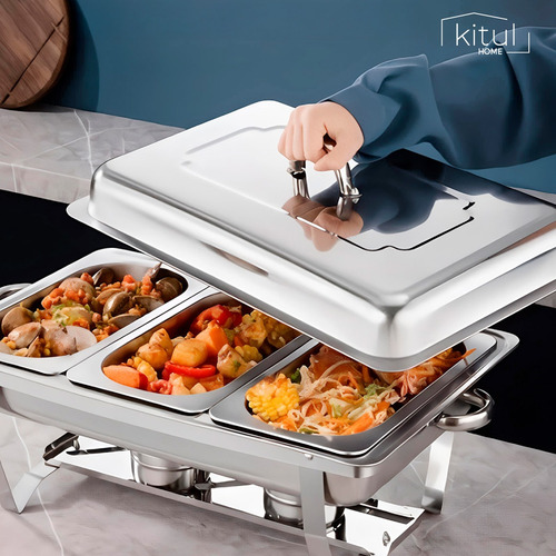 Bufetera 3 Espacios Tapa Acero Inoxidable Banquetes Eventos