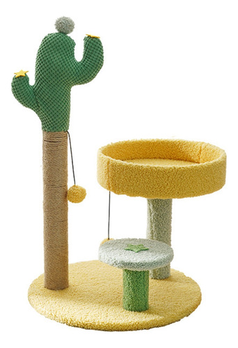 Rascador Para Gatos Cactus,con Plataforma Y Pelota