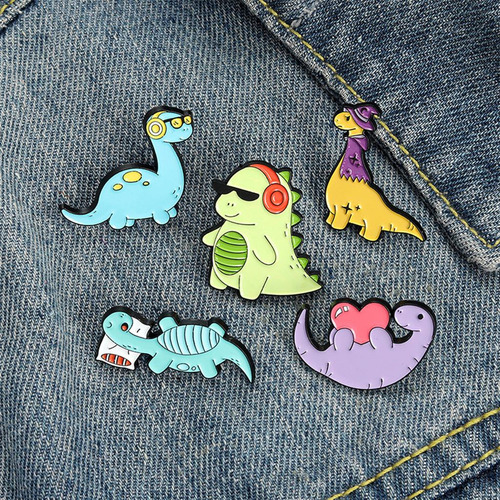 5 Bonitos Juegos De Pines De Solapa De Dinosaurio, Broches