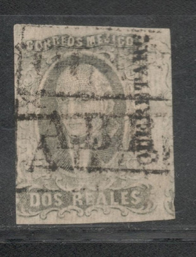 Estampilla Hidalgo 2 Reales Negro  1861 Distrito Querétaro