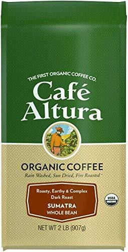 Cafe Altura En Grano De Café Orgánico, Sumatra Oscuro Asado,