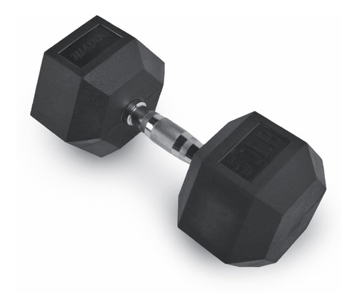 Mancuerna Hexagonal 50 Lb Black Rubber Hex Dumbbell -1 Pza