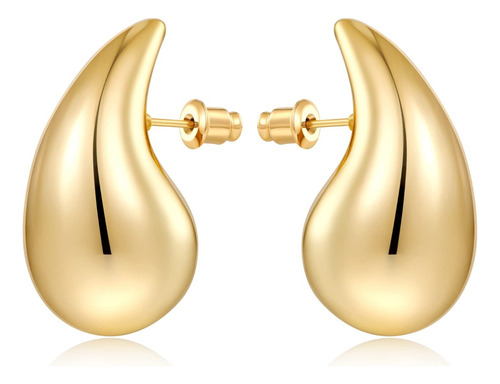 Aretes Mujer Oro Pendientes De Gota Agua 18k Grandes Regalos