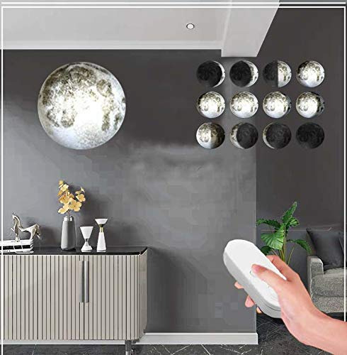 Lampara Led Pared 12 Fase Lunar 3d Decoracion Control Remoto