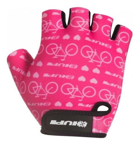 Luva Hupi Eco Dedo Curto Love Bike Rosa E Branca Ciclismo 21