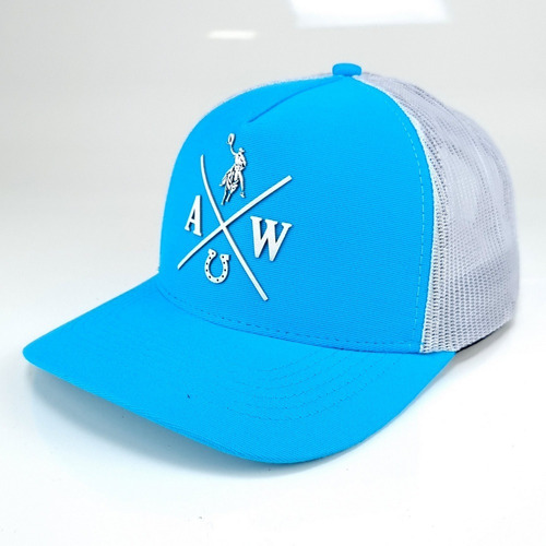 Boné Austin Western Snapback Em Tela Azul Claro E Branco