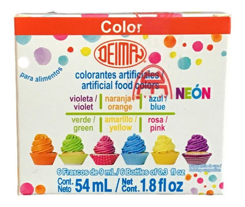 Cajita Multicolor Neón Deiman Colorantes Vegetales Gelatinas