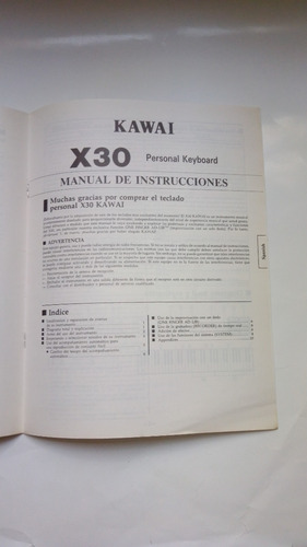 Manual Teclado Kawai X30 Español Y Francés Zona Caballito