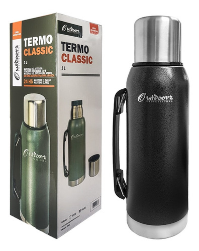 Imagen 3 de 10 de Termo Acero Inoxidable Outdoors 1 Litro Manija 24hs Garantia
