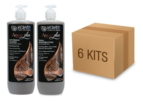 Promoción 6 Kits Alisado Chocolate Keratin Argan Plus 1.000 