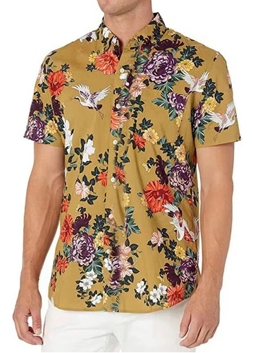 Camisa De Manga Corta Para Hombre, Blusa Floral De Frutas, C