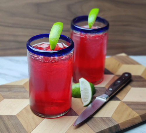Vasos Mexicanos Soplados Mano - Juego De 6 Vasos Borde ...