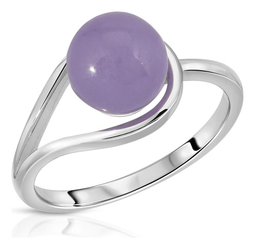 Sterling Silver 8mm Genuine Lavender Jade Ring