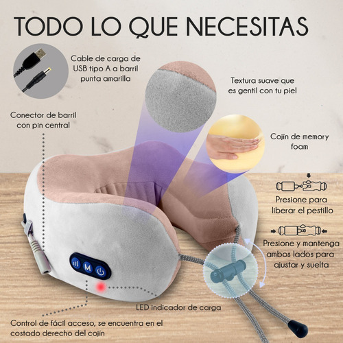 Almohada Masajeador Electrico Cuello Espalda Masaje Muscular Gris Con Café