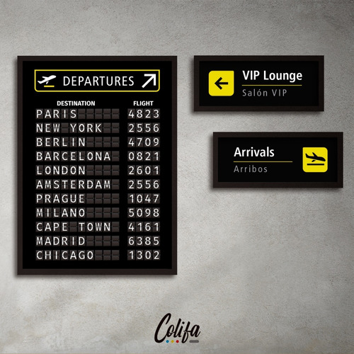 Set Cuadros Aeropuerto X 3 - Modernos - 100% Personalizables