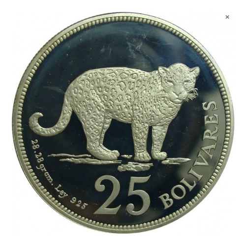 Moneda De Plata Conmemorativa 25 Bs. Jaguar 1975