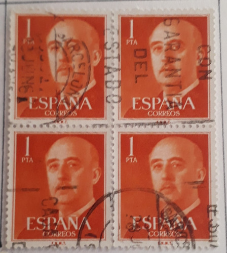 2 Bloques De 4 Estampillas España 1  Y 10 Pesetas G. Franco