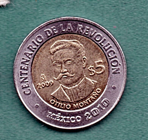 Imagen 1 de 7 de Moneda Cinco Conmemorativa Otilio Montaño 2009