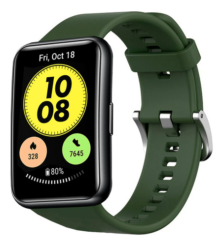 Correa Compatible Con Huawei Watch Fit Verde Militar