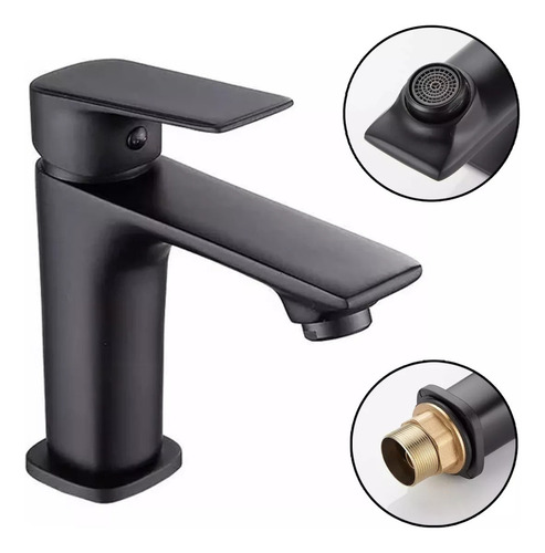 Torneira Banheiro Preto Fosco Inox 304 Monocomando Baixa