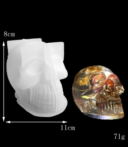 Molde De Silicona Cráneo Vela Yeso Resina Halloween 8x11cm