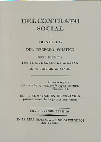 Del Contrato Social O Principios Del Derecho Politico, De Rousseau, Jean-jacques. Serie N/a, Vol. Volumen Unico. Editorial Universidad Nacional De Córdoba, Tapa Blanda, Edición 1 En Español, 2011