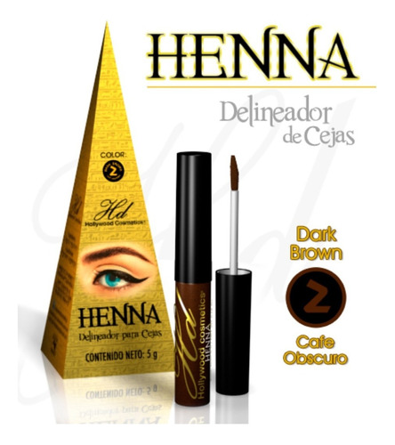 Delineador De Cejas Henna Pigmento - Hollywood Cosmetics Color Café obscuro