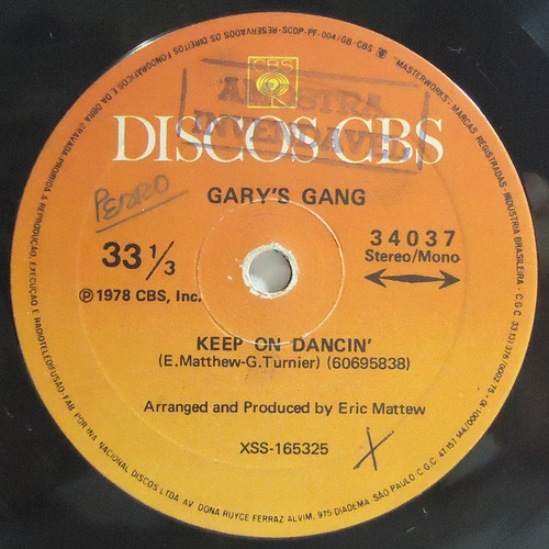 Garys Gang 1978 Do It At The Disco / Keep On Dancin Compacto