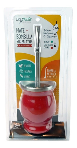 Imagen 3 de 4 de Matero Acero Inoxidable Mas Bombilla 200 Ml Anymate ®