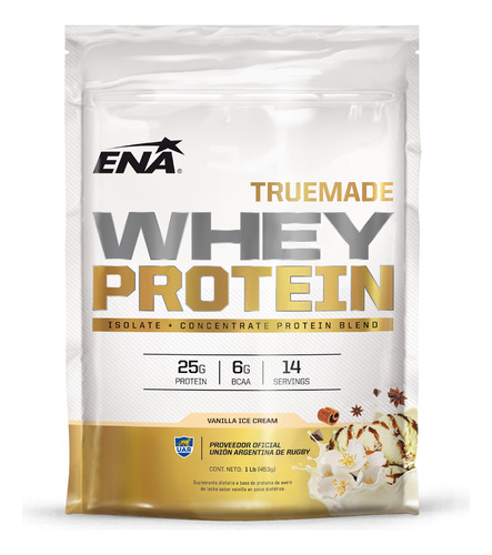 Suplemento en polvo ENA Sport  True Made proteínas sabor vanilla ice cream en Doypack 453g