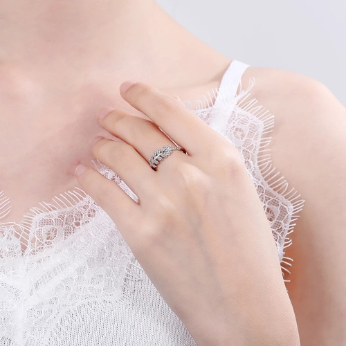 Anillo Hojas De Olivo En Zircón Ajustable Regalo Mujer