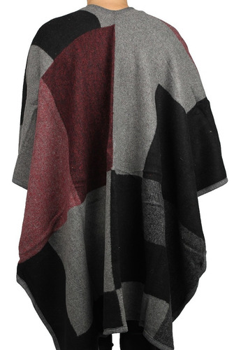 Imagen 3 de 3 de Ruana Poncho Patcwork Mantón Mujer Lana Tejido